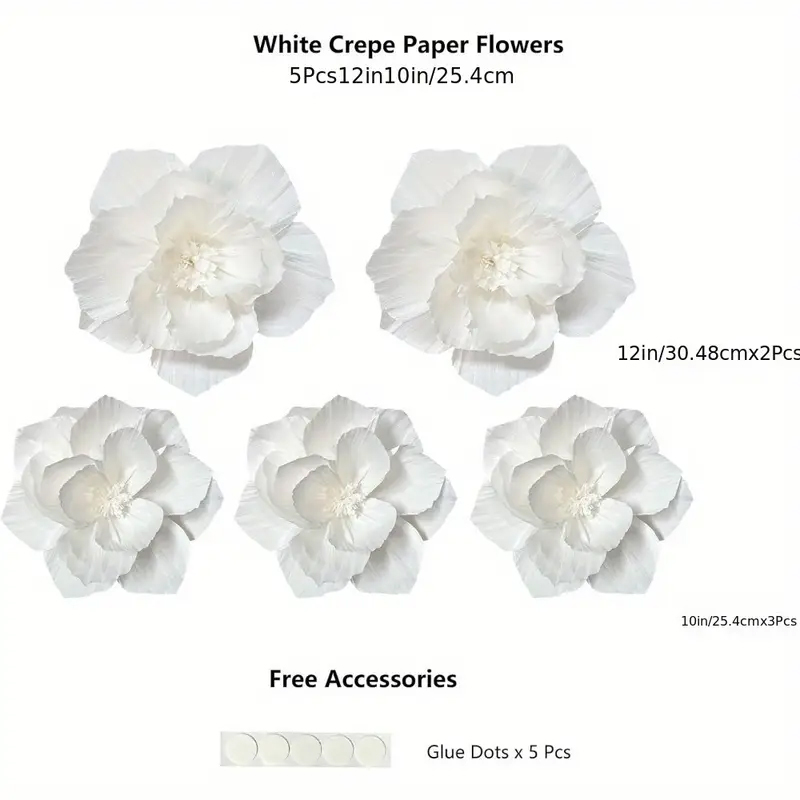 5 Packs of White Paper Flowers - Wedding Power Supply ulasan dan harga