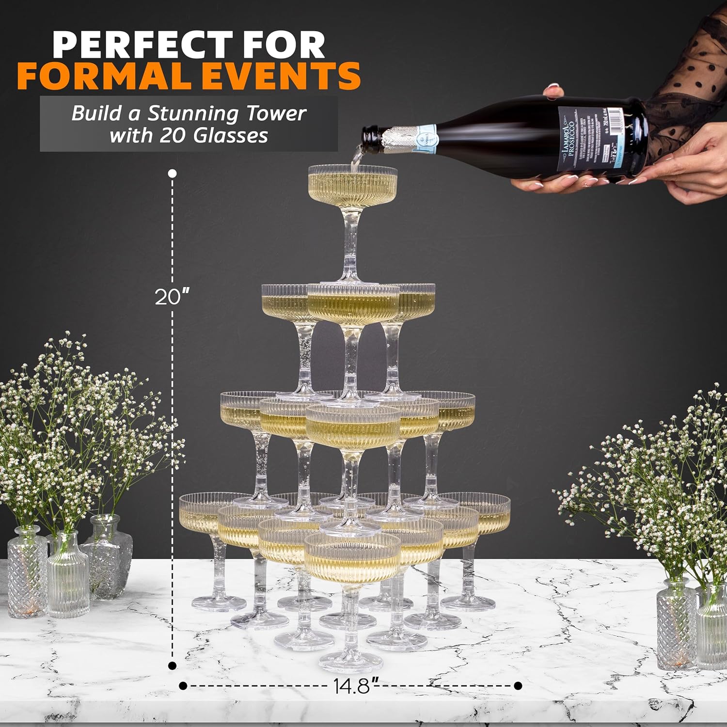 20-60PCS ACRYLIC Champagne Tow - Champagne Tower Set ulasan dan harga