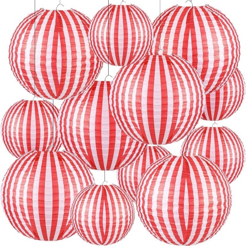 10PCS Red White Striped  Paper - Wedding Event Supply ulasan dan harga