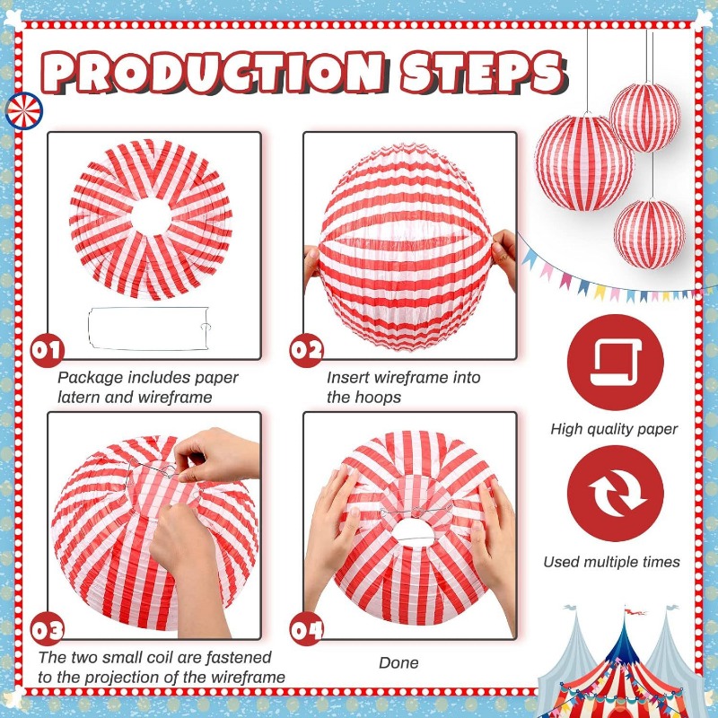 10PCS Red White Striped  Paper - Wedding Event Supply ulasan dan harga