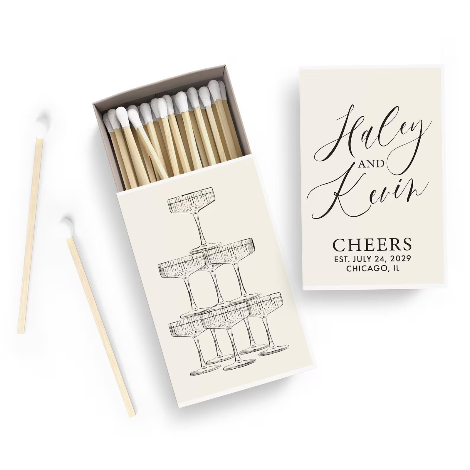 Personalized Matchboxes SET OF - Champagne Tower Set ulasan dan harga