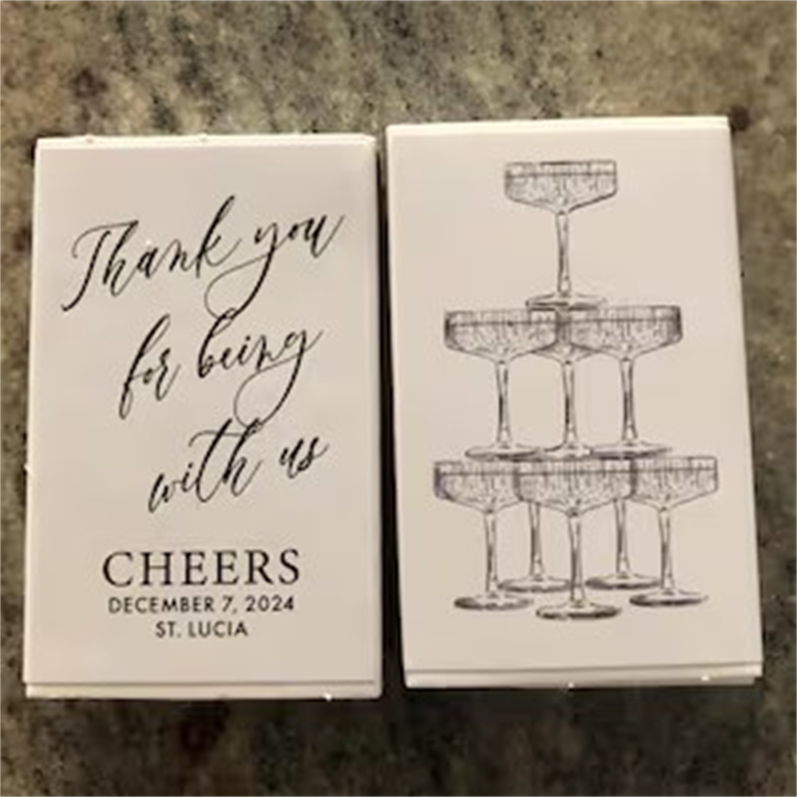 Personalized Matchboxes SET OF - Champagne Tower Set ulasan dan harga