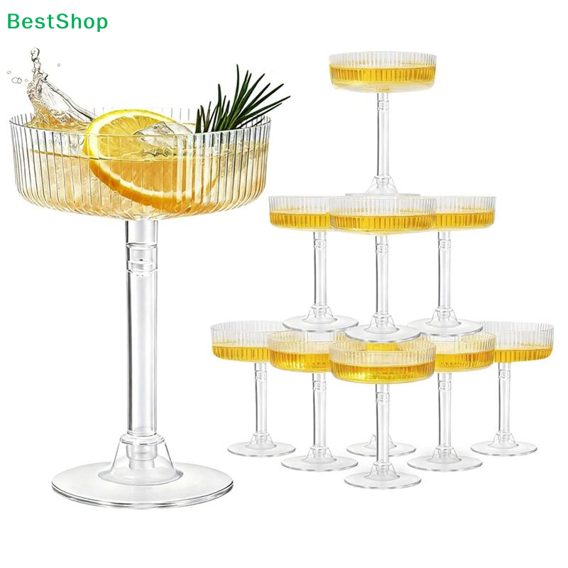 ☽10Pcs Plastic Martini Glasses - Champagne Tower Set ulasan dan harga