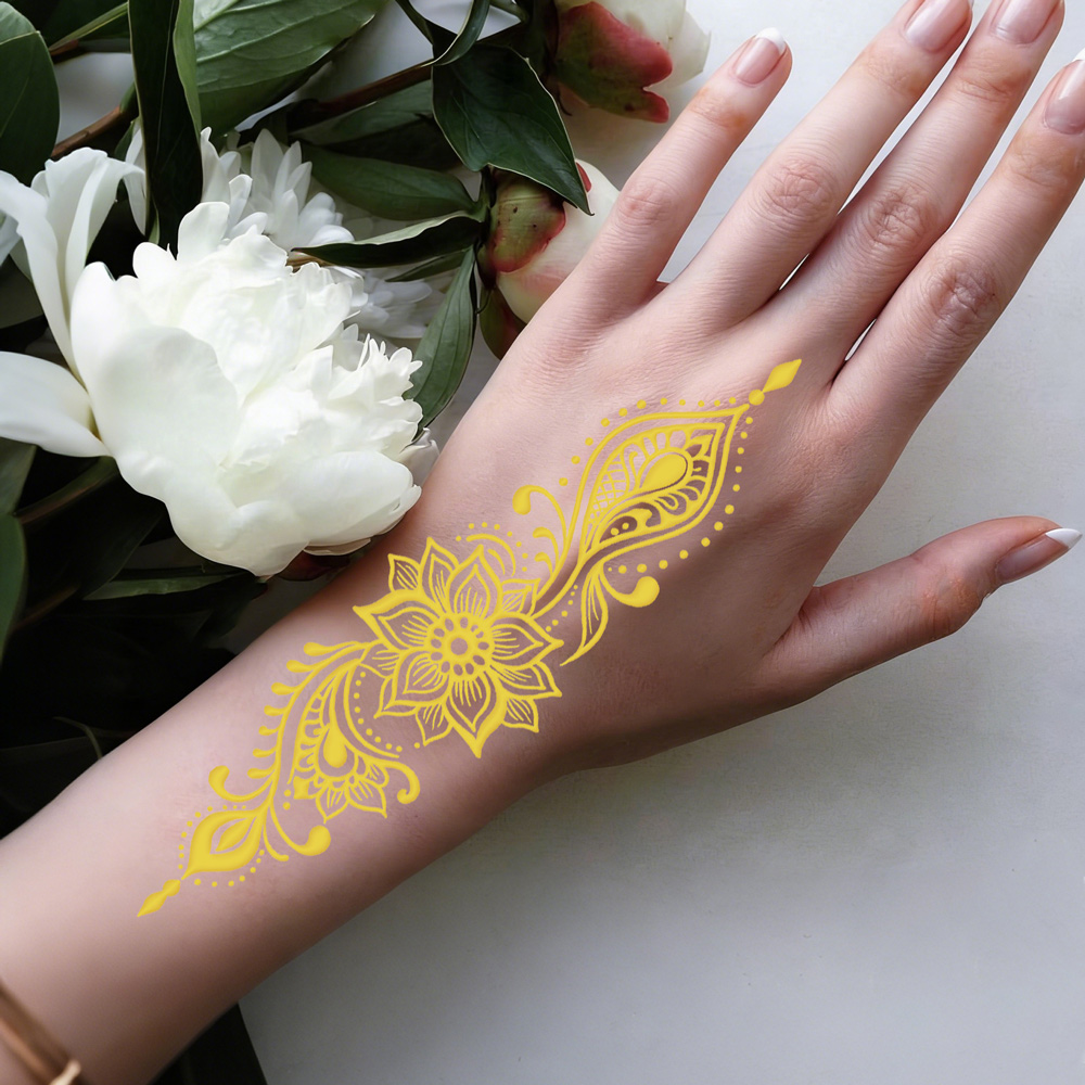 1pc Metallic Flower Tattoo Sti - Wedding Sutra ulasan dan harga