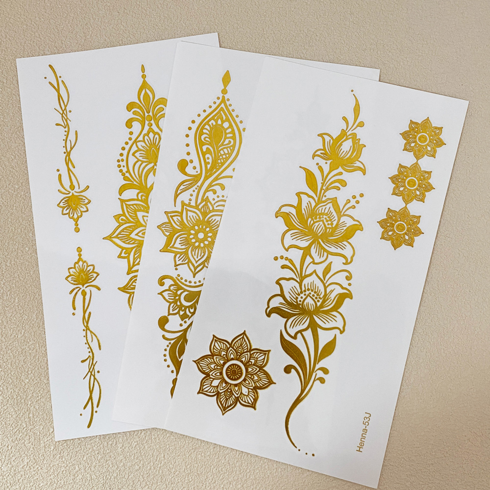1pc Metallic Flower Tattoo Sti - Wedding Sutra ulasan dan harga